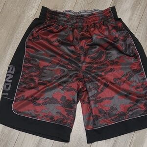 And1 Red and Black Camo Athletic Shorts